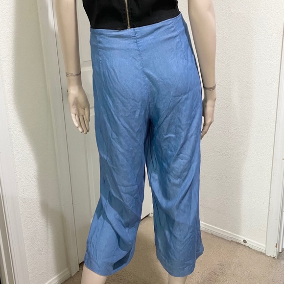 MICHAEL Michael Kors Chambray Lyocell Belted Casual Wide Leg  Capri Pants Size 8 - Picture 2 of 15